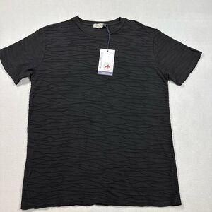MIDA Undici Textured Crinkle T-Shirt Men’s M Black Premium Cotton Made Italy
